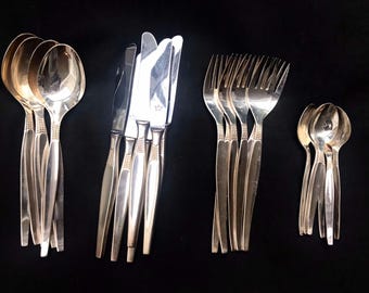 Vintage SBS Solingen Silver Plated Flatware Set: Art Deco Cutlery for 6