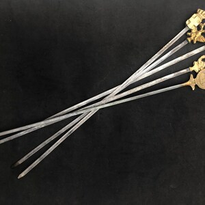 Steel Grilling Skewers, Vintage Brass Figurine Barbecue Skewers Set 5 Large  Pikes brass and steel, 60s, Barbecue Accessories