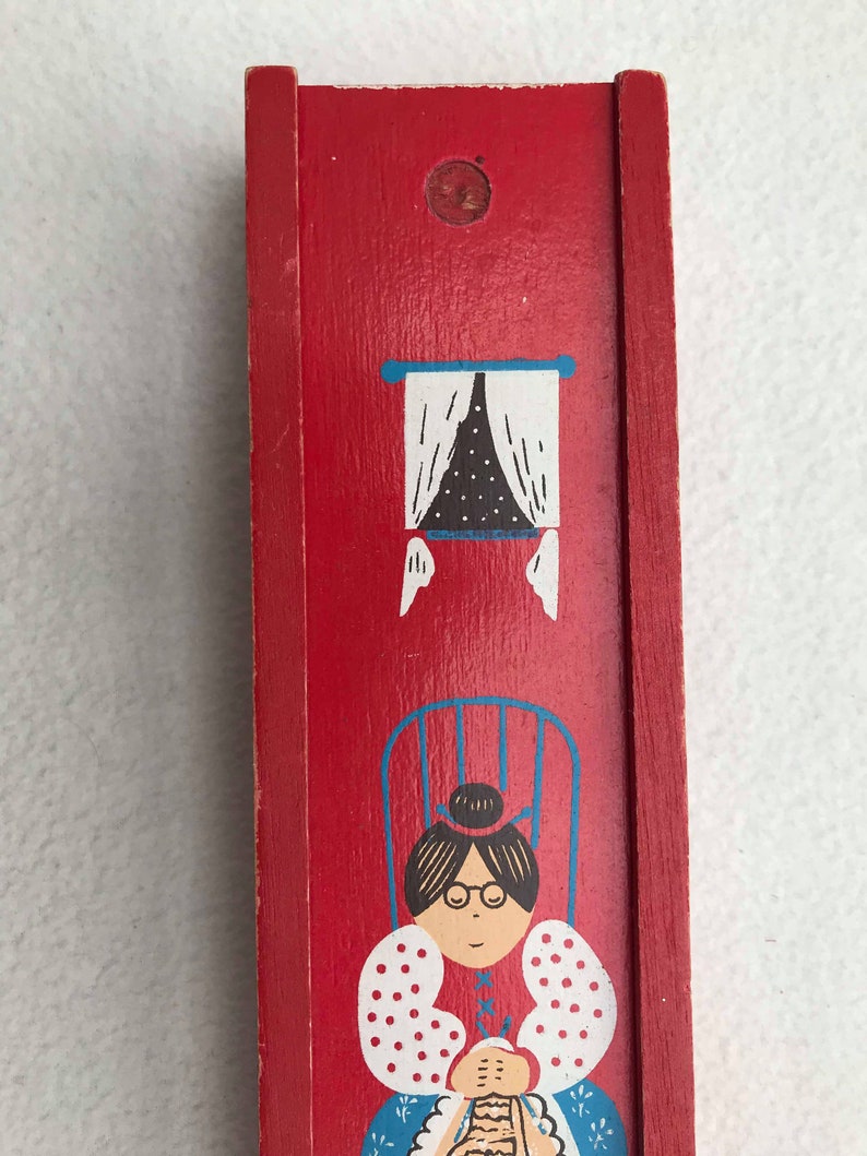 Vintage Knitting Needle Box Red Needles Vintage Wooden Pencil Etsy