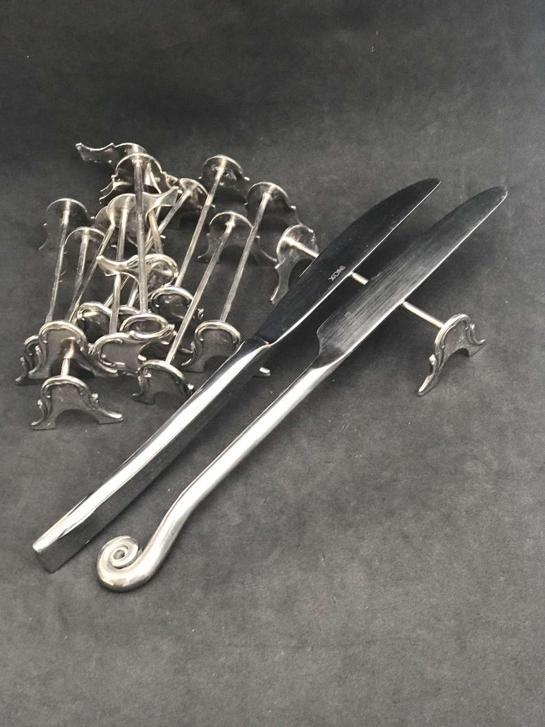 Knife Rests Art Nouveau Silver Plated Belgium A Set of 12 Early 20th