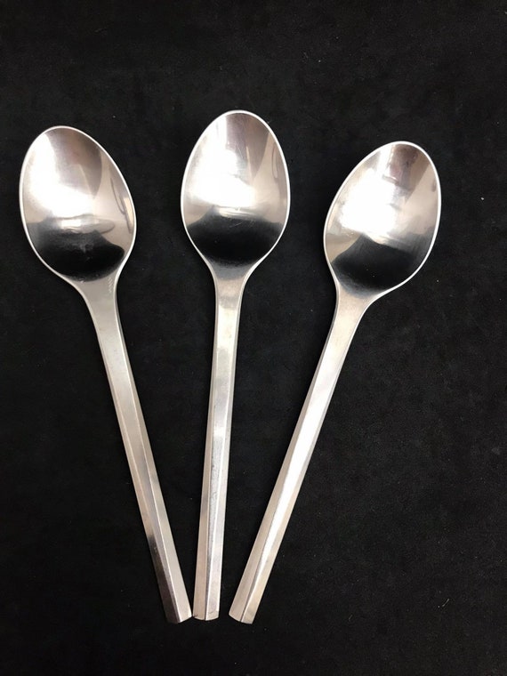 Georg Jensen Prisme Vintage 3 Piece Soup spoons Stainless Steel  Prism Scandinavian design flatware danish cutlery gift replacement