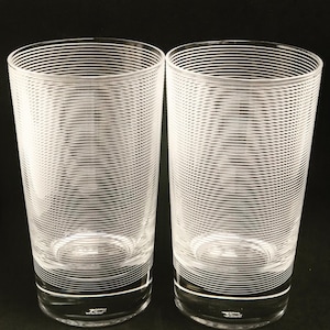 Longdrinkglas set van 2 zware Cristal gegraveerde drinkglazen JG Durand France Vintage cadeau voor hem vader cadeau baas bar kar decor