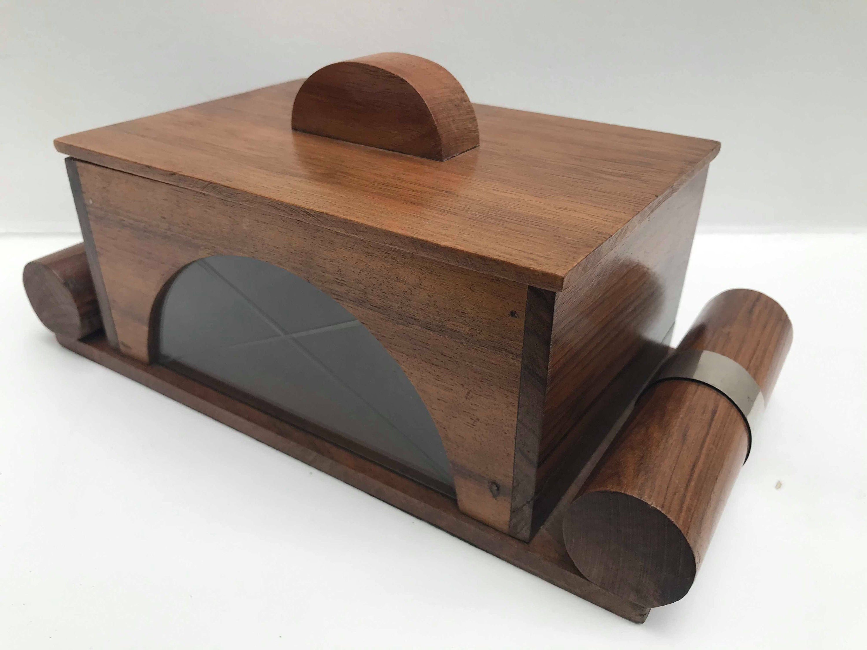 Art Deco Wooden Box With Lid Wood and Glass Jewelry Box Desk Etsy UK