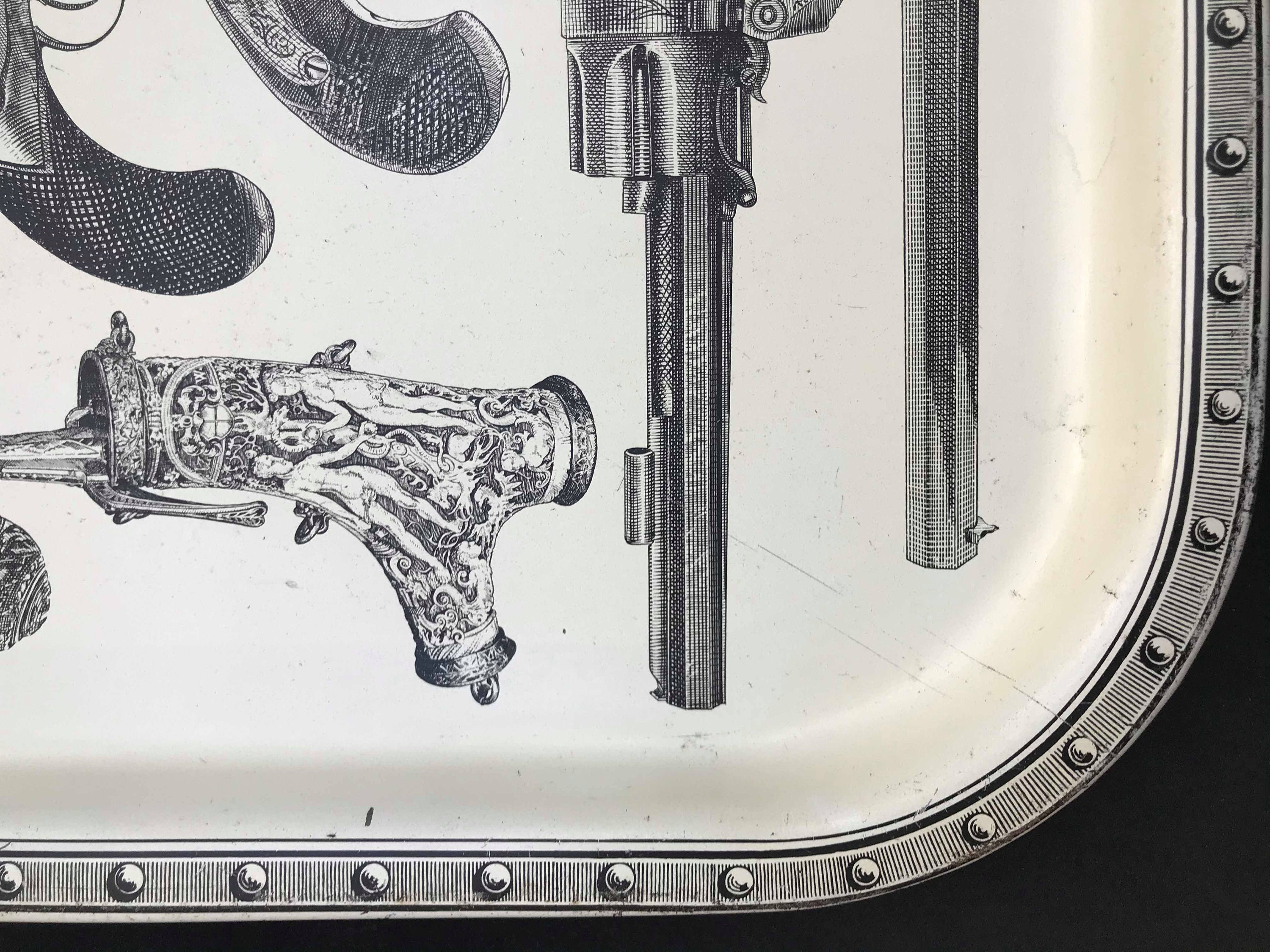 Fornasetti Metal Tray Guns Pistol Italian Design Vintage 60s