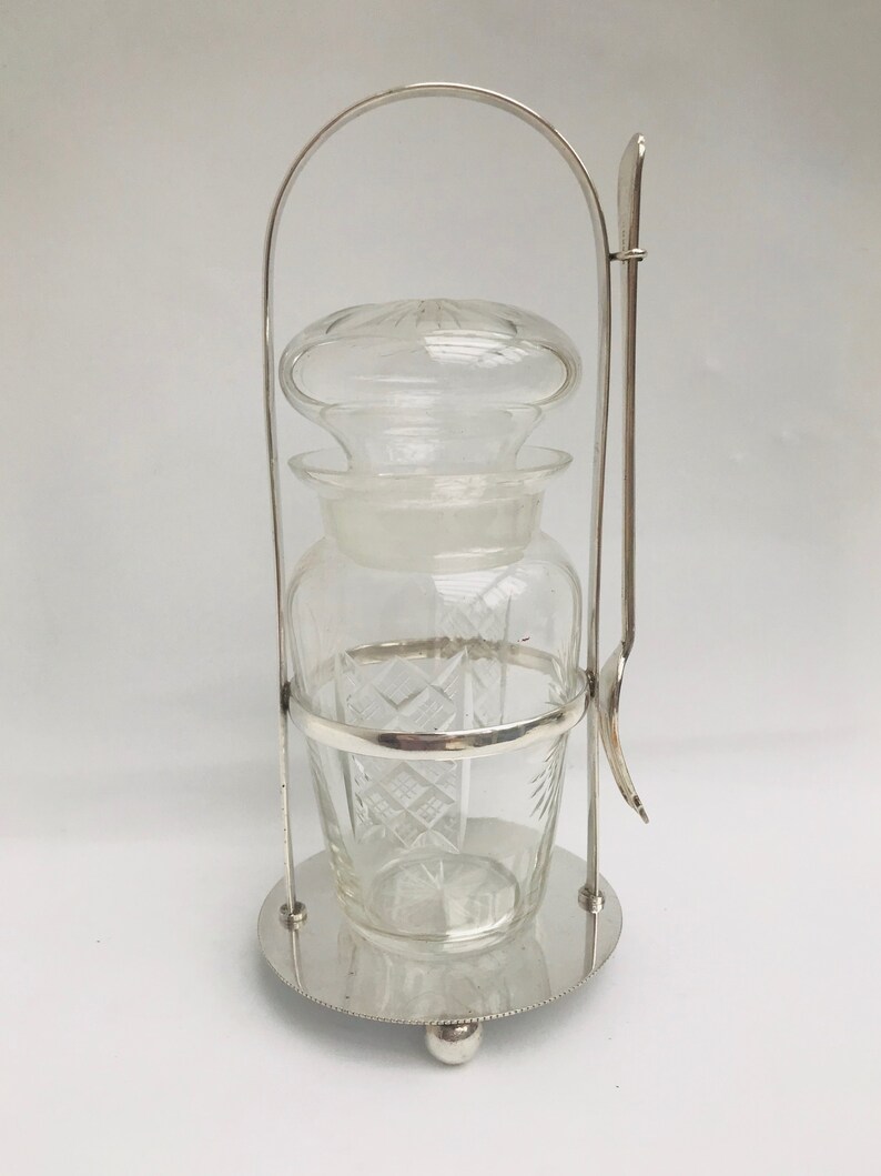 Pickles Jar Cut Crystal Silver Plated English Castor Fork Etsy