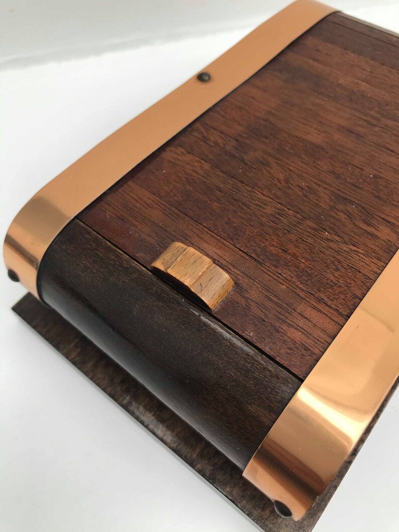 Art Deco Box With Rolling Lid Wooden Jewelry Desk Accessories Etsy