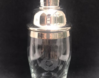 Crystal Cocktail Shaker: Silver Plated Mid Century Bar Decor
