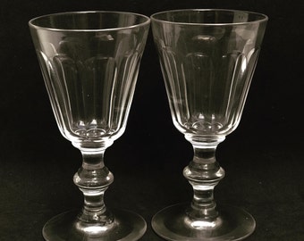 Tulip faceted wine glasses Saint Louis or Baccarat style crystal wine glass, Set 2 Caton Antique French luxury bar decor gift for couple