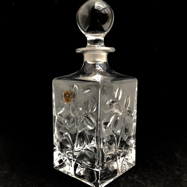 Carafe décanter cristal pour Whisky Liqueur Royal Crystal Rock bourbon Bouteille carré avec bouchon cadeau papa decor bar retro Vintage bar
