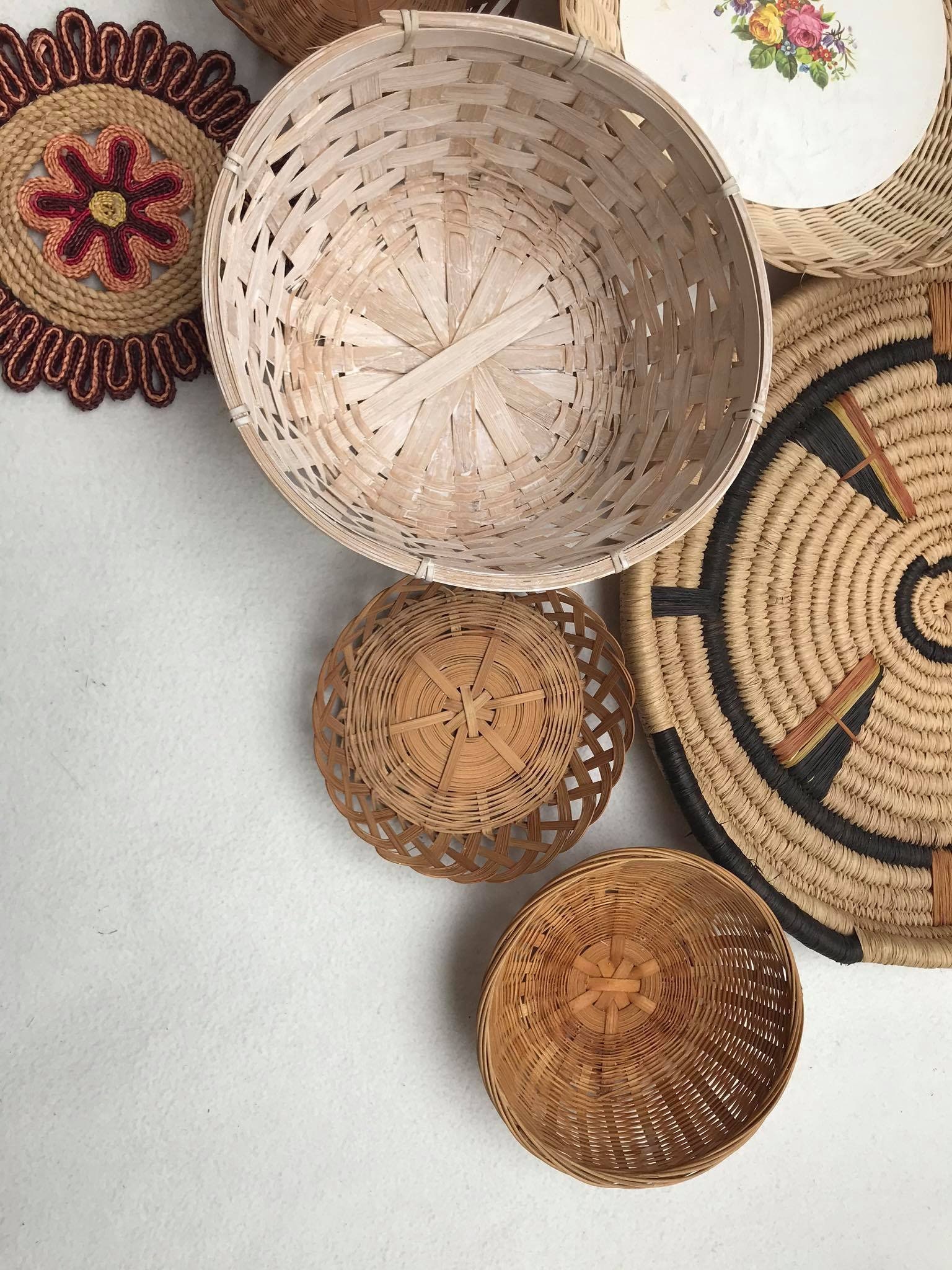 Basket Set 12 Boho wall art Woven wall basket round rattan ...