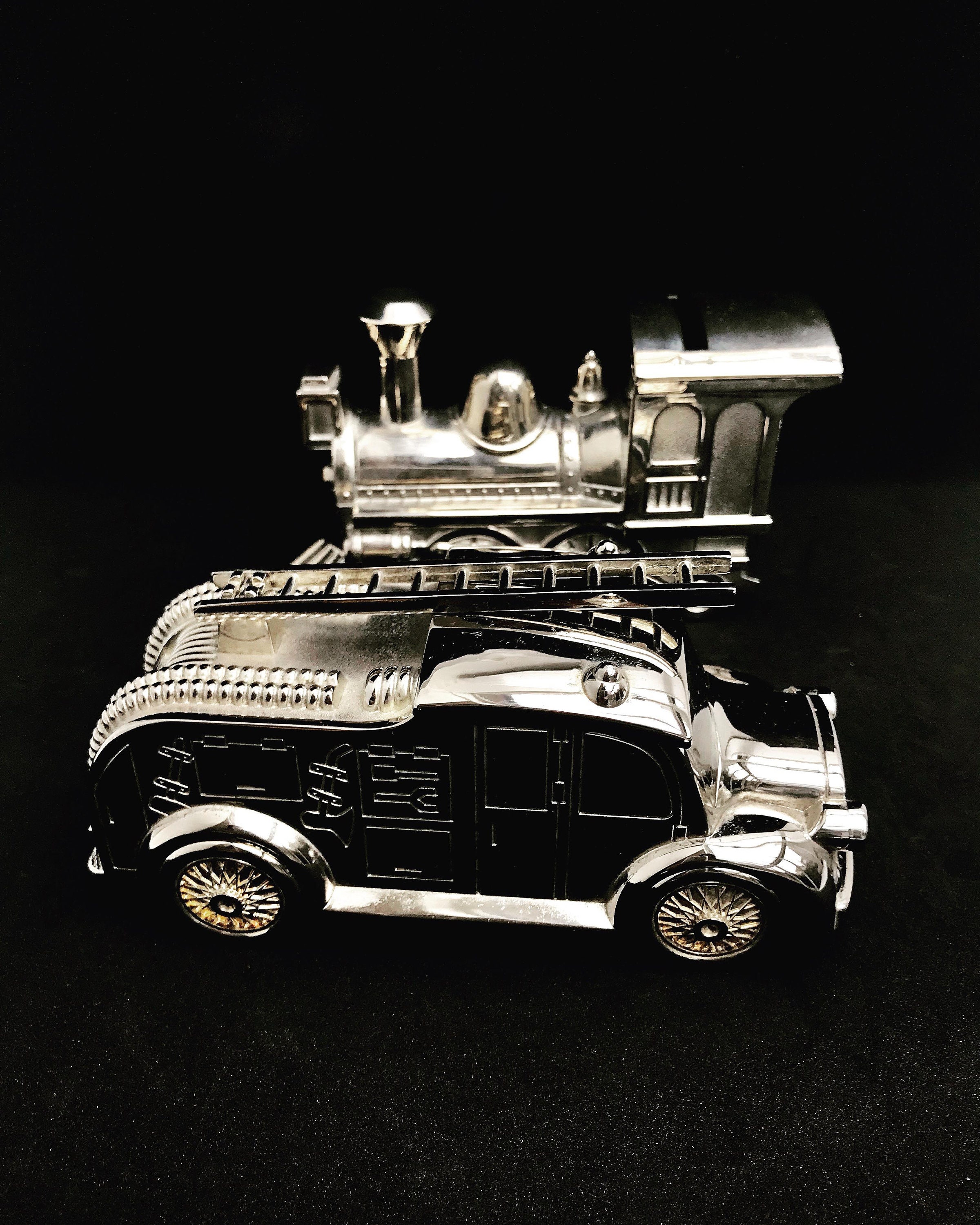 Silver Plated Fire Engine Money Box Christening Gift