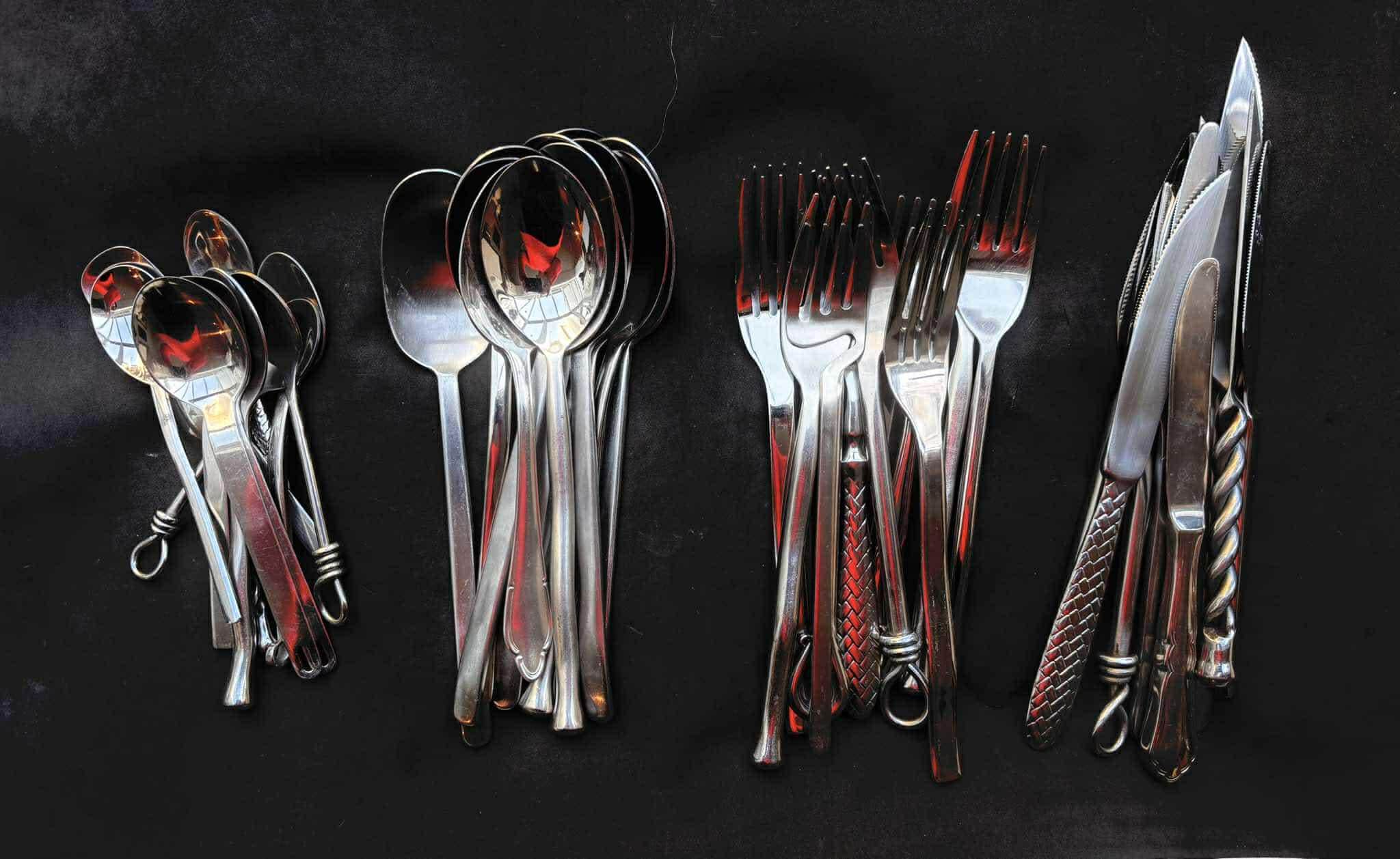Mismatched French Flatware Set (48 Pieces): Twisted Forged Steel Cutlery