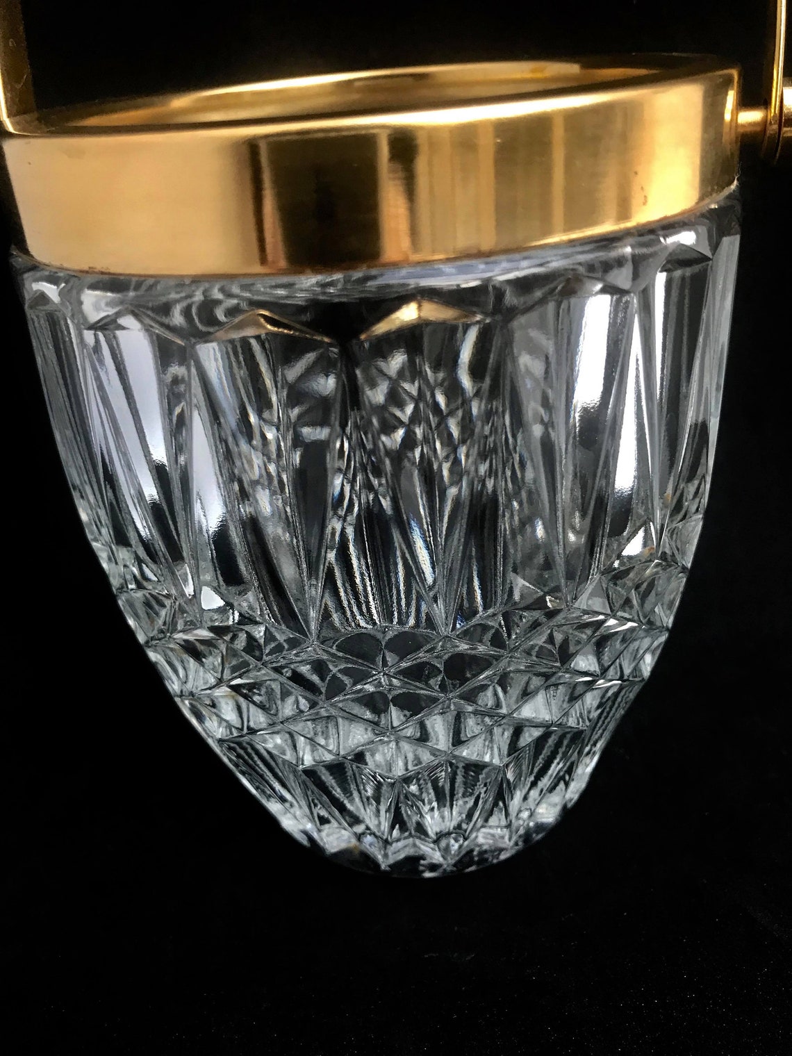 Ice bucket vintage heavy crystal ice bucket golden handle Etsy