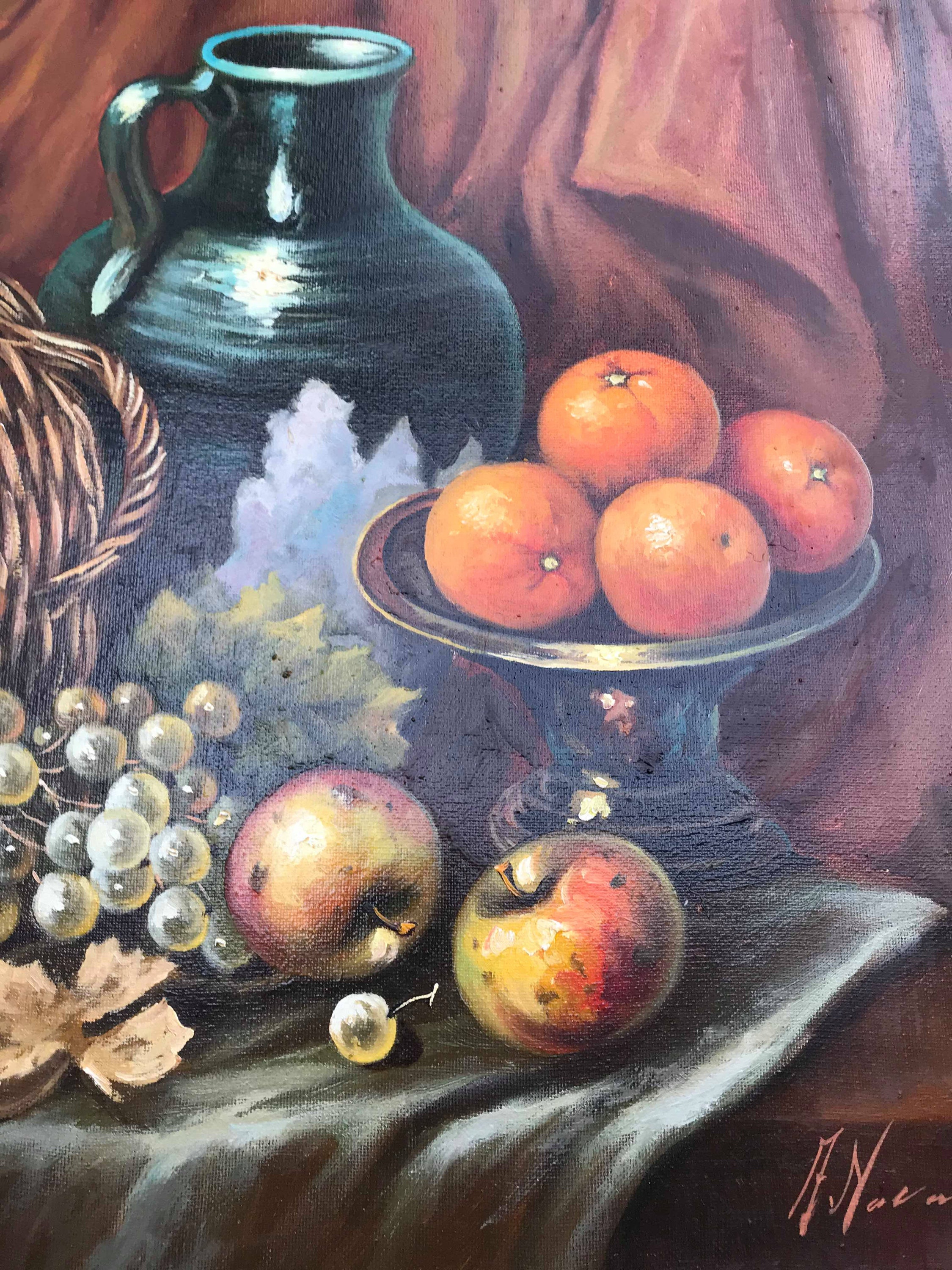 1967年 油彩画 油絵 静物画 ぶどうと果物 イーゼル 1967年 油彩画 油絵 静物画 ぶどうと果物 イーゼル - メルカリ