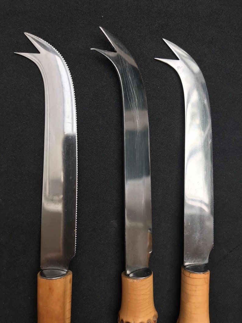 Bamboo Handle Vintage Knives Set Mid Century 1960s 7 Cheese Etsy