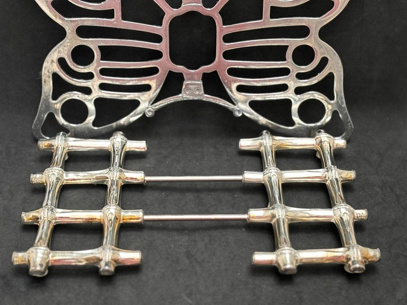 Trivet metal lot de 2 trivets vintage, 1 bamboo Tramontina 1 butterfly San Marco adjustable trivet image 7