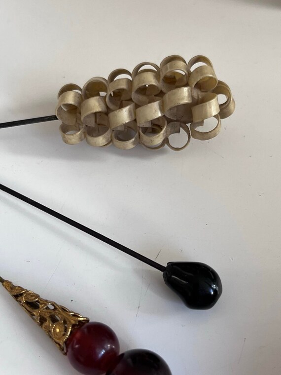 2 épingles Anciennes Motif Chardon Avec Perle Nacrée - Plaqué Or - Vintage Français