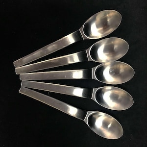 Modernist Flatware spare small spoons set 5 Carl Auböck Design for Morinox and Amboss 50s Post modern Lunik 2060 Modern Austrian Design