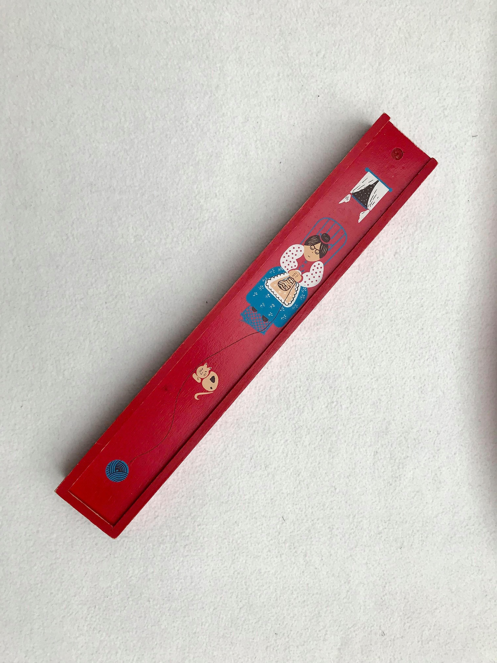 Vintage Knitting Needle Box Red Needles Vintage Wooden Pencil Etsy