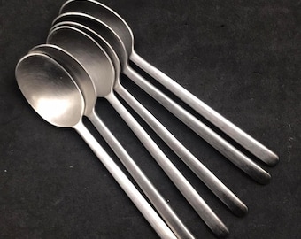 Cucharas de postre vintage Ikea Data, juego de 6 - Cubiertos de acero inoxidable Carl Gustaf Jahnsson