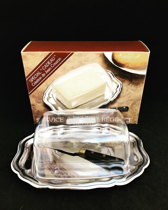 Beurrier avec couvercle Vintage Jean Couzon France table petit déjeuner  couteau beurre cadeau hotesse mariage avec boite original -  France