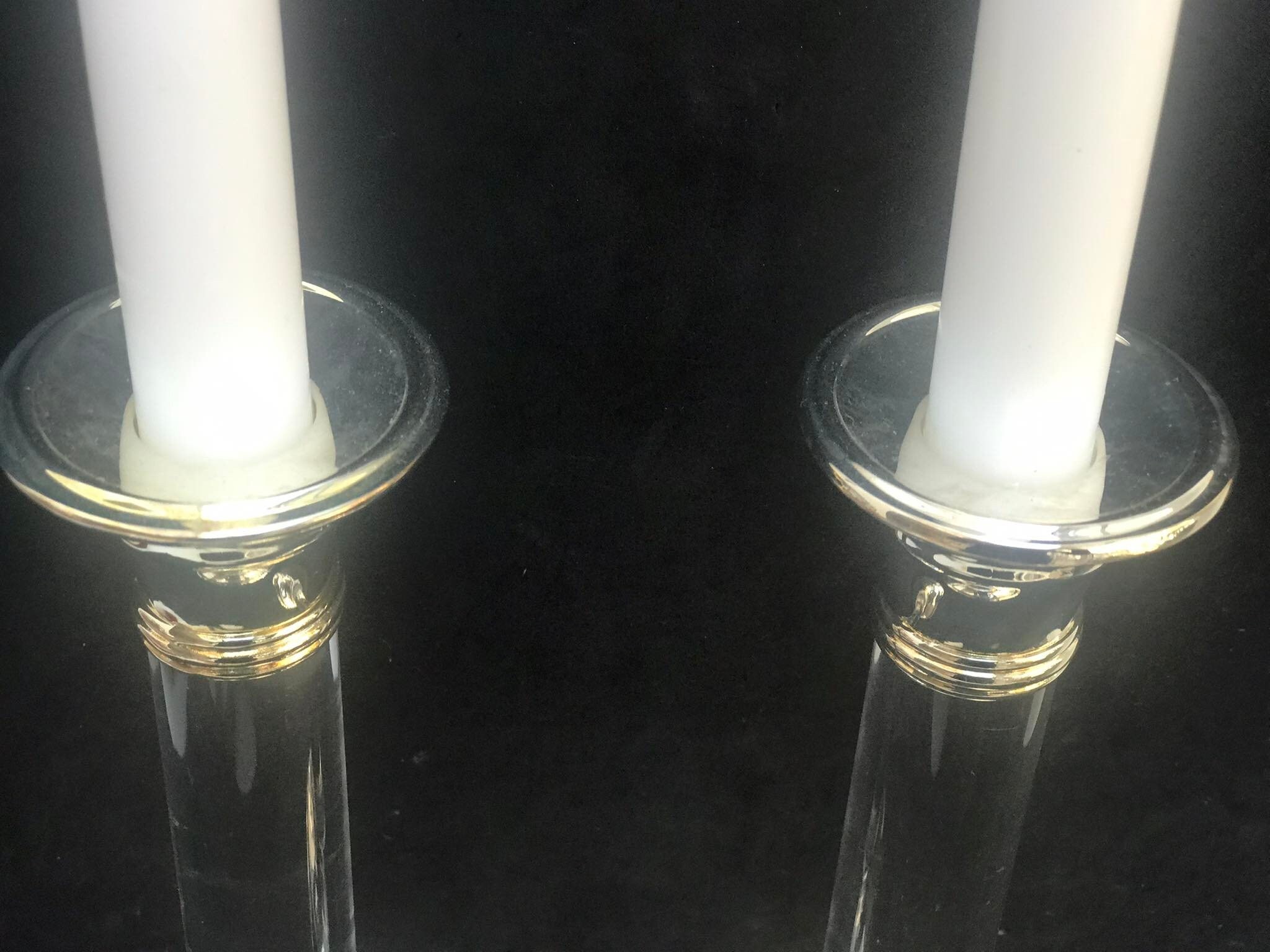 Vintage MCM Lucite Acrylic Blue Candle Holders Metal Accents  MCM lucite candelabra. EUC, vintage 1970’s item. 10x7 main image 2