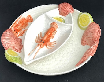Seafood Serving Plate With Sauce Dish Round Lobster Shellfish Italian Pasta Plate Salad Plate Handmade Pottery Italy Etsy