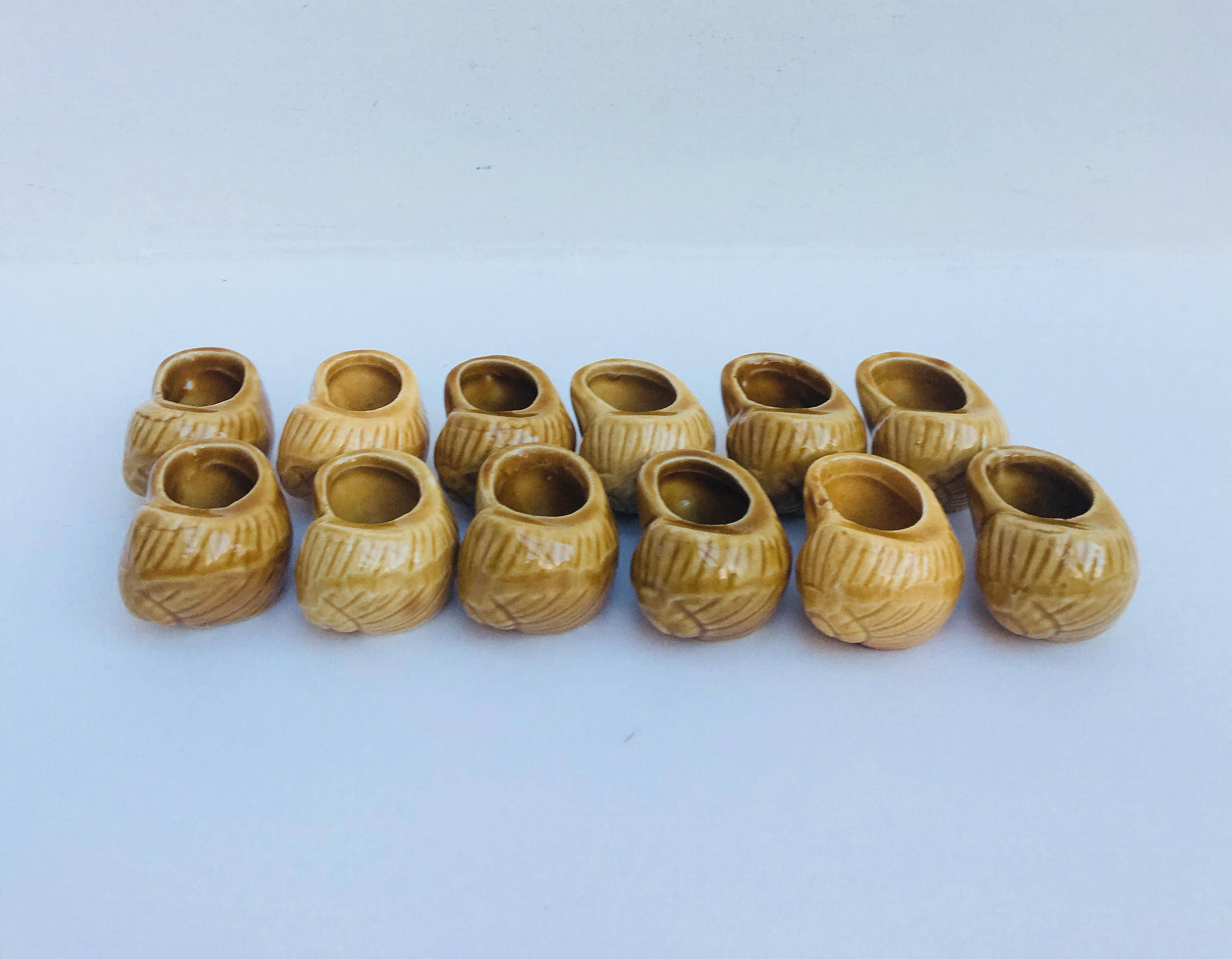 Lot De 10 Plats à Escargots En Céramique - Vintage, Marron, 4cm, Passe Au Four