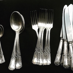 Flatware Antique Cutlery Orfèvrerie Govaers Bruxelles  set for 6 Silver plated Cutlery set French Vintage wedding gift luxury table  dinner