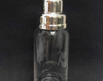Mid Century Crystal Cocktail Shaker: Silver Plated Italian Barware