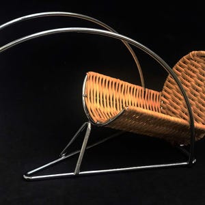 Bottle stand metal woven rattan Mid Century wine cradle Boho table decor  Bottle Holder, Wine Basket, wine Cradle bottle Holder retro bar