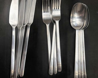 Vintage Ikea Data Stainless Steel Cutlery Set: 4 Knives, 4 Spoons, 4 Forks