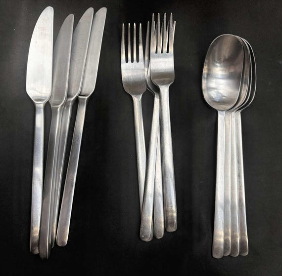 Vintage Ikea Data Stainless Steel Cutlery Set: 4 Knives, 4 Spoons