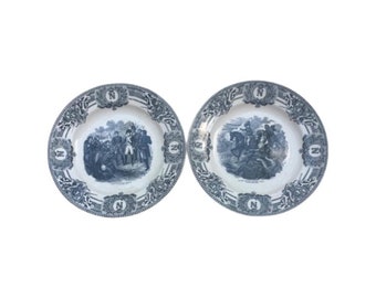 Platos antiguos de Napoleón Bonaparte: Boch Freres Transferware, Bélgica (Juego de 2)