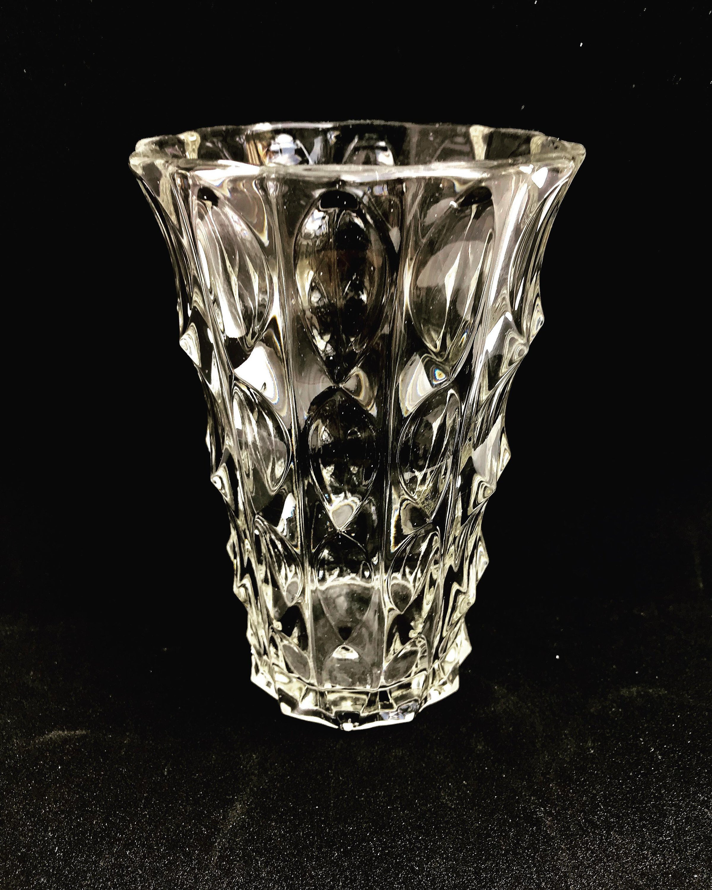 vase clear glass large vintage 1930s art