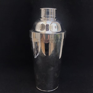 Cocktailshaker Vintage Art Deco versilbertes Metall, Barzubehör, Martini Shaker, Vintage Bar Ware, Cocktailshaker Silber Spanien Alpaca