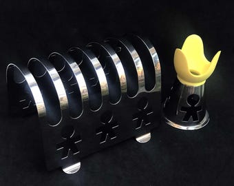 Alessi Girotondo Toast Rack & Egg Cup Holder: Italian Design
