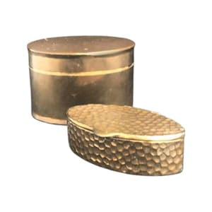 Bronze Box Astray Vintage Brass Oval Lidded Decorative Trinket Box Antique Jewelry Presentation Mid Century French Desk office decor accent