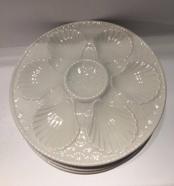 ヴィンテージ ロンシャン オイスタープレートセット：フランスの白磁