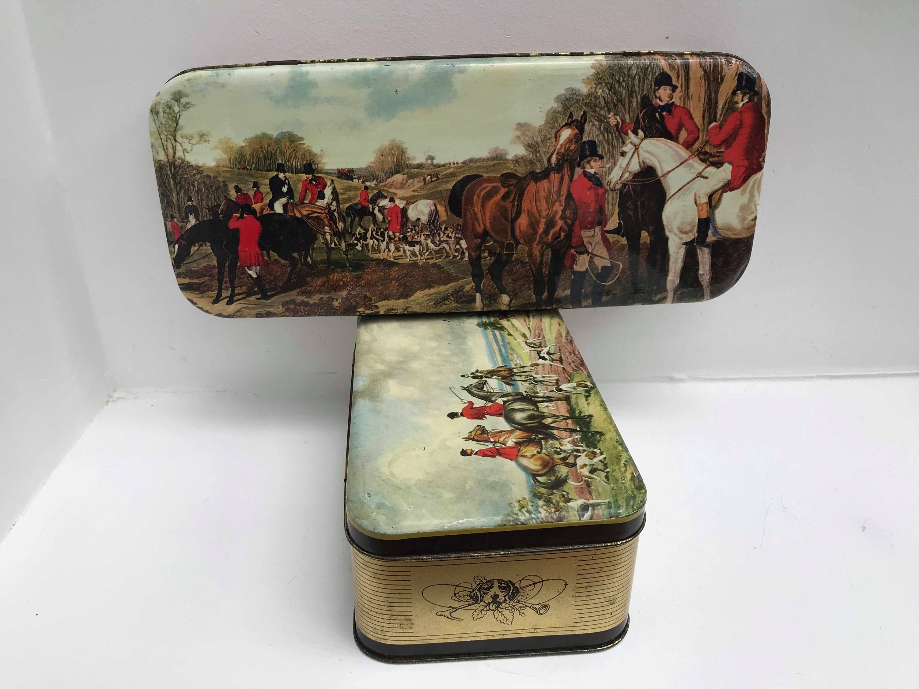 Fox Hunt decor tin box vintage French Hunting Fox and Hounds Etsy
