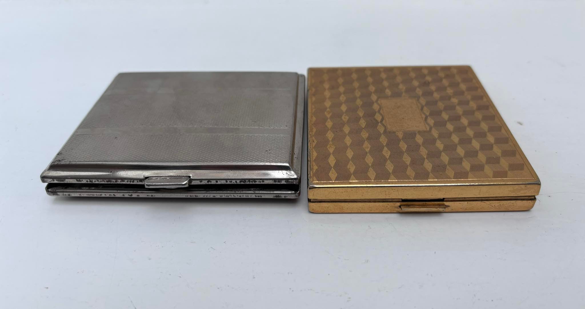 Vintage 1960s Cigarette Case Set, Gold & Silver Tone Metal