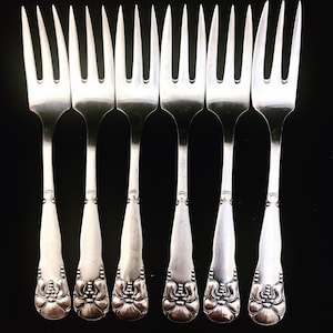 Flatware dessert fork cake oysters  set 6 Cohr Atlas Danish Silver plated  Antique flatware cutlery Scandinavian Antique