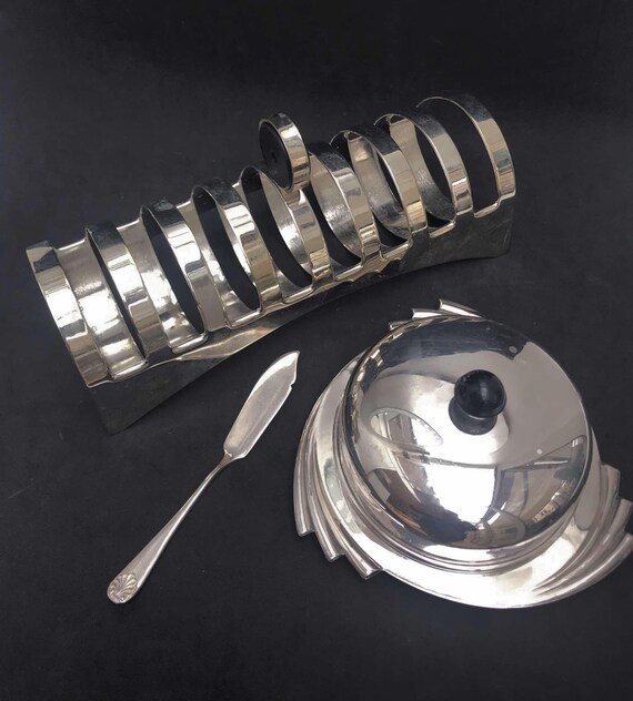 Porte Toasts Et Beurrier Metal Argenté Porte Toasts Et Beurrier Metal Argenté