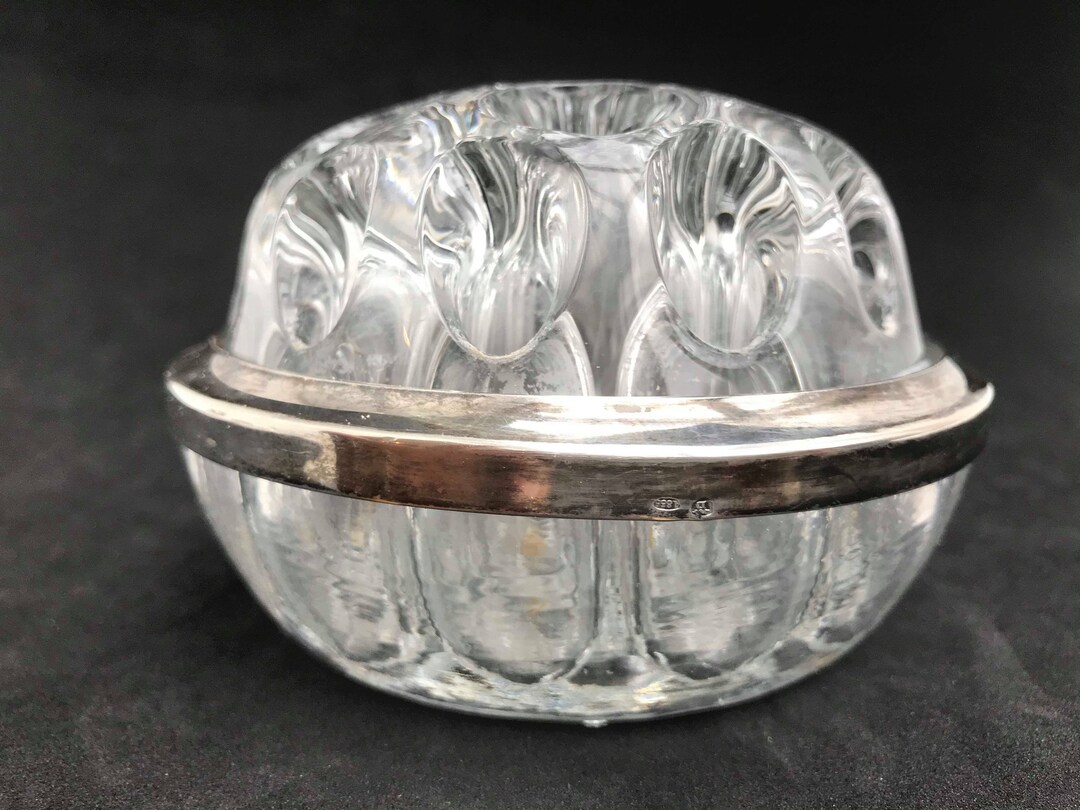 Silver 835 Flower Vase Frog Glass Vintage Glass Flower Etsy