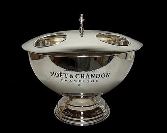 Moët & Chandon Champagne Bucket: Silver Plated Wine Cooler, Bar Cart Decor