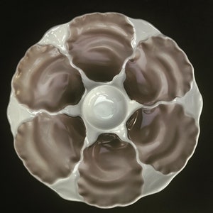 1 Oyster Plates white brown rare oyster dish, Majolica vintage German  white and brun oyster plate collector dish,  dish collection