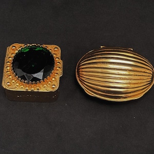 Pillendoosje pillendoosje gouden Vintage bureau tafelaccenten Reispillendoosje Compartiment Pillendoosje Cadeau voor moeder goud en groen decor