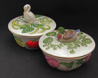 Bowls with lid Soup The Franklin Mint  Bowls Easter Decor Le cordon bleu Country Life Collection Fine Porcelain animal lover gift Duck Swan