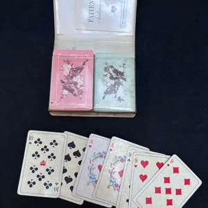 Miniature di carte da gioco Patience Bird Cards Mazzo di carte da gioco Patience vintage in scatola tedesca con scatola originale Decorazioni per uccelli