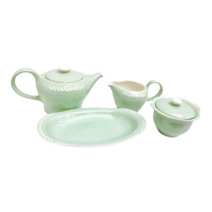 Figgjo Sissel  3 pieces crémier sucrier Vert menthe Vintage années 1954 par Ragnar Grimsrud Design scandinave Norvège remplacement vaisselle